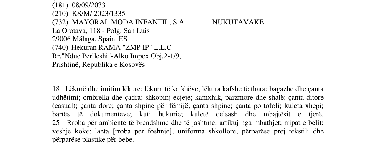 Zëri i markës NUKUTAVAKE në buletin