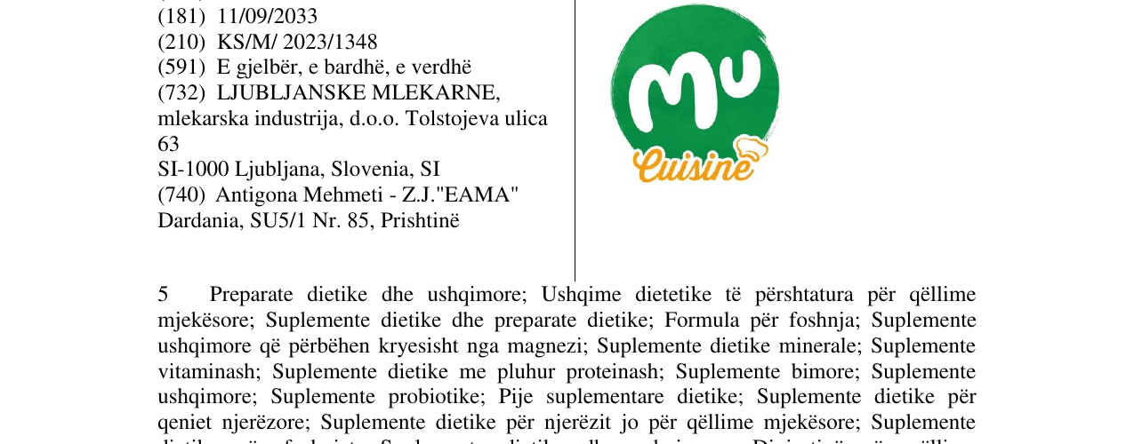 Zëri i markës mu cuisine në buletin
