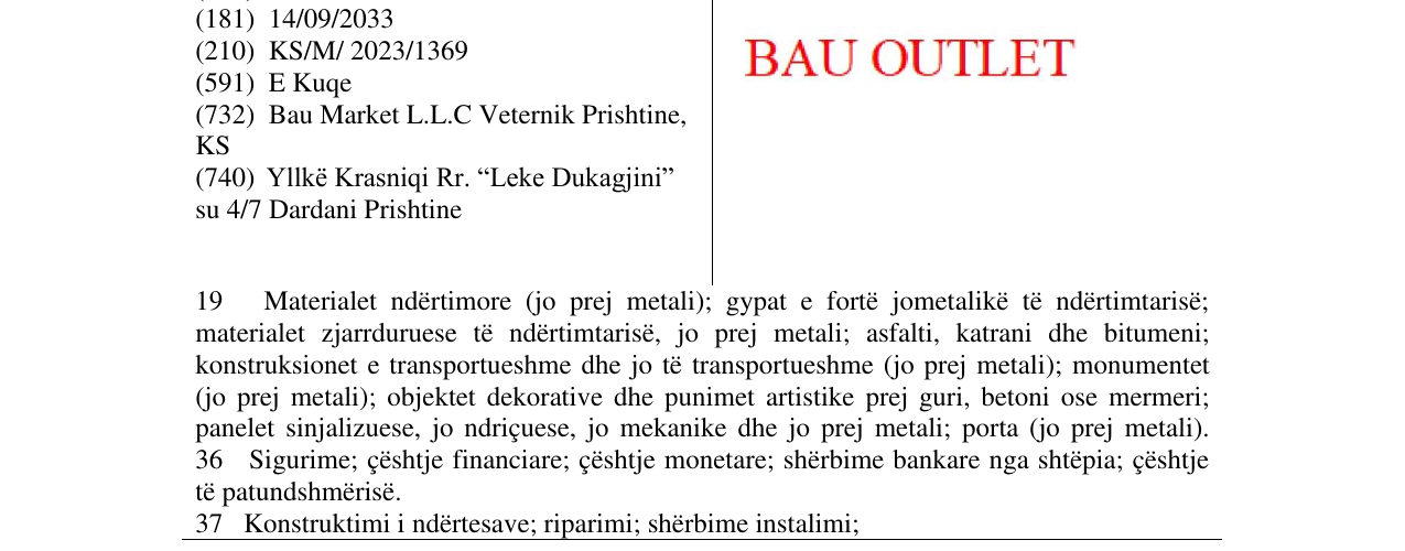 Zëri i markës BAU OUTLET në buletin