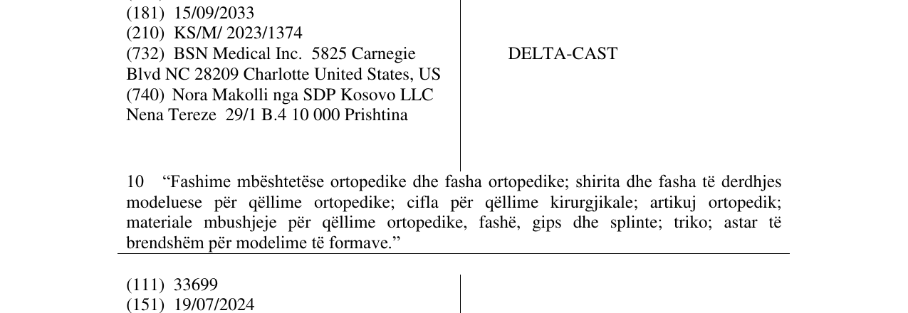 Zëri i markës DELTA-CAST në buletin