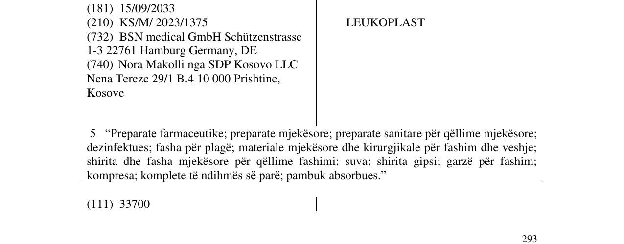 Zëri i markës LEUKOPLAST në buletin