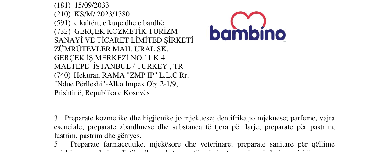 Zëri i markës bambino në buletin