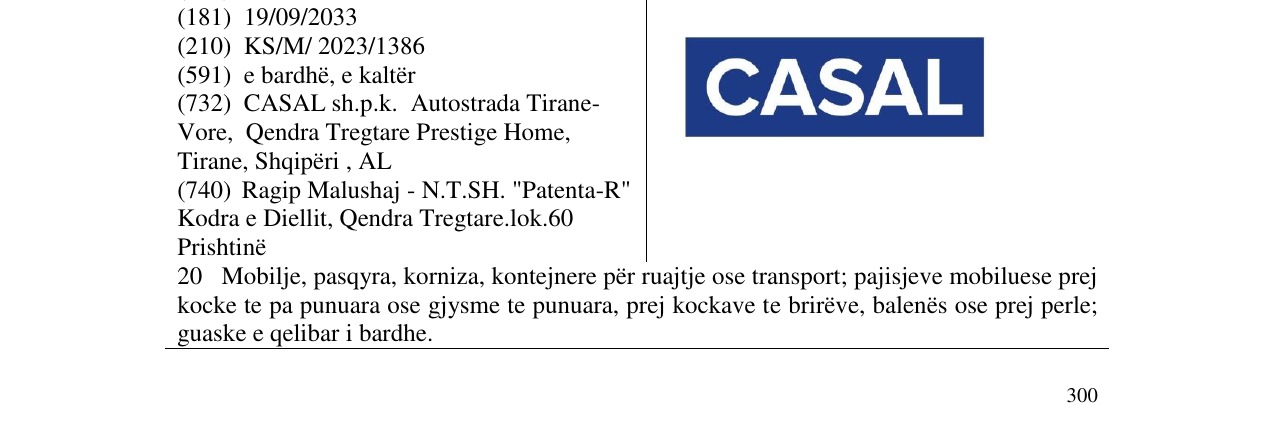 Zëri i markës CASAL në buletin