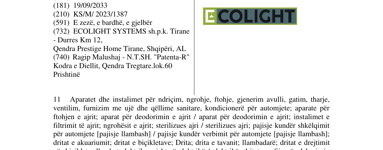 Zëri i markës ECOLIGHT në buletin