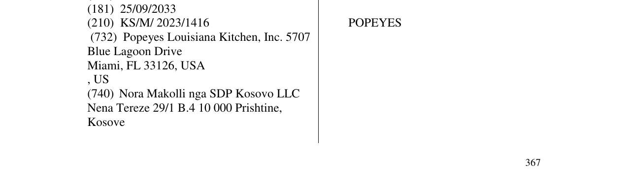 Zëri i markës POPEYES në buletin
