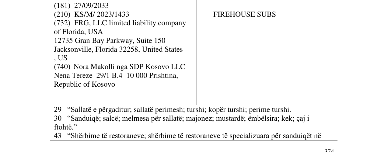 Zëri i markës FIREHOUSE SUBS në buletin