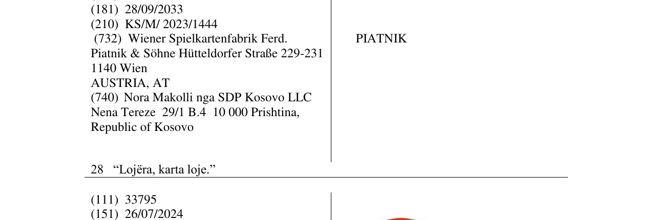 Zëri i markës PIATNIK në buletin