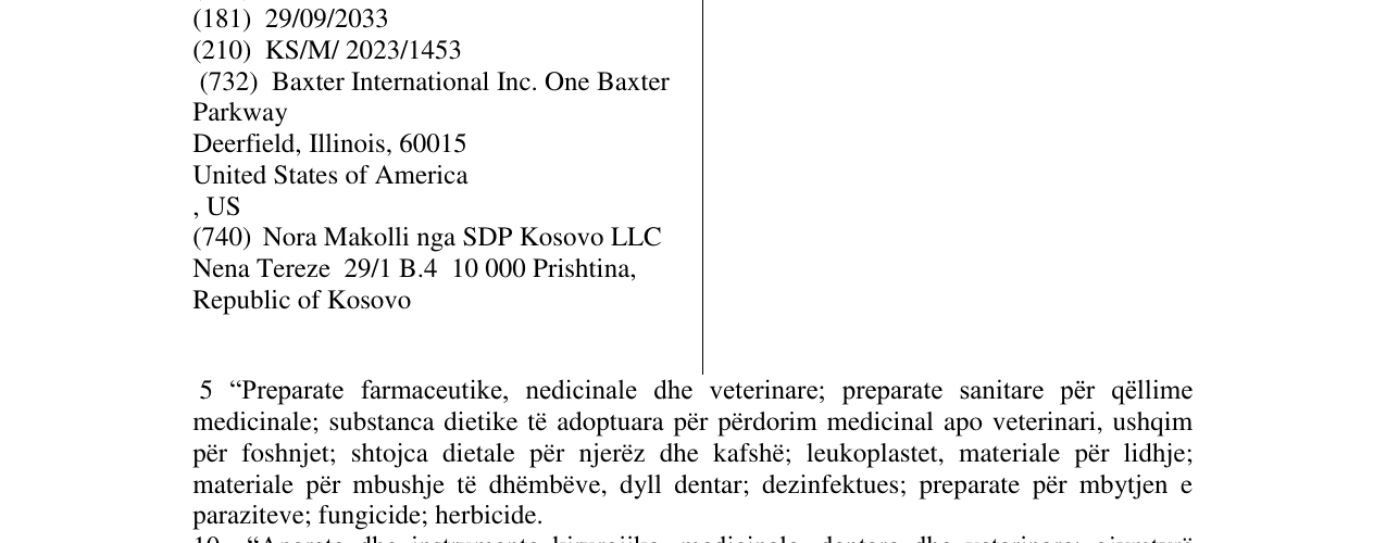 Zëri i markës BAXTER në buletin