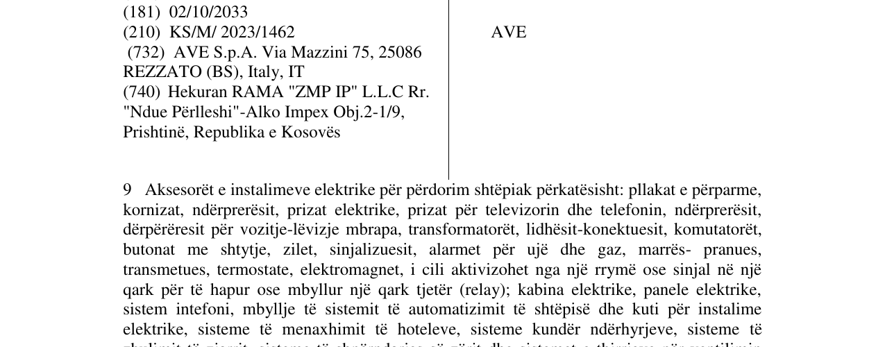 Zëri i markës AVE në buletin