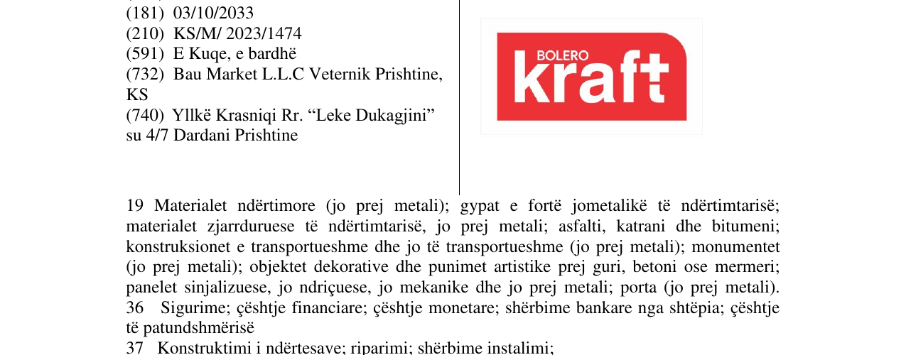 Zëri i markës bolero Kraft në buletin