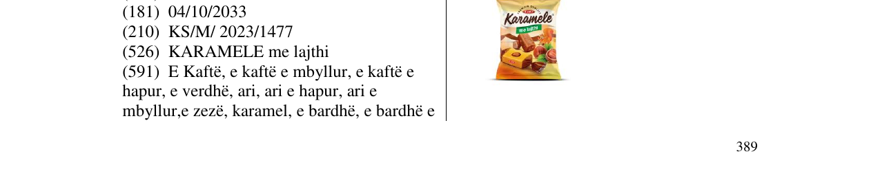 Zëri i markës KARAMELE në buletin