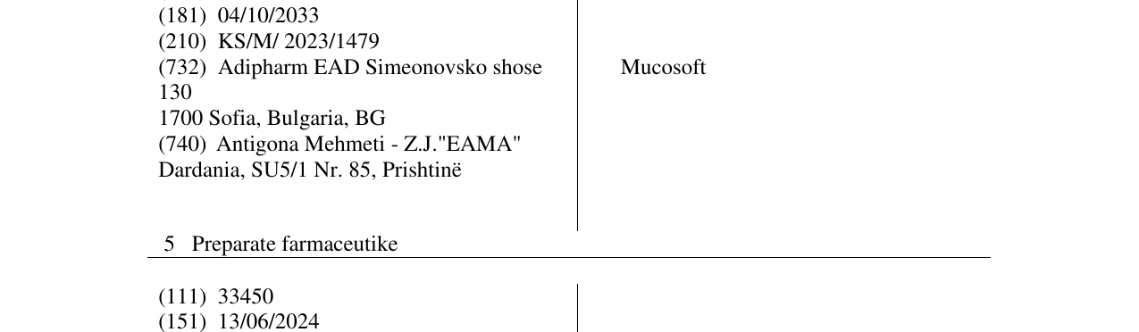 Zëri i markës Mucosoft në buletin