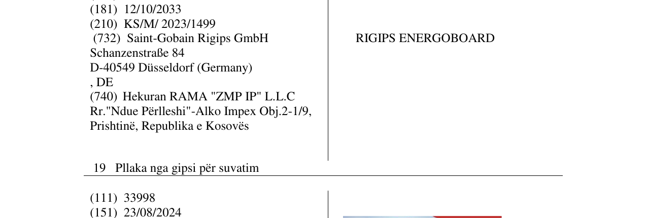 Zëri i markës RIGIPS ENERGOBOARD në buletin