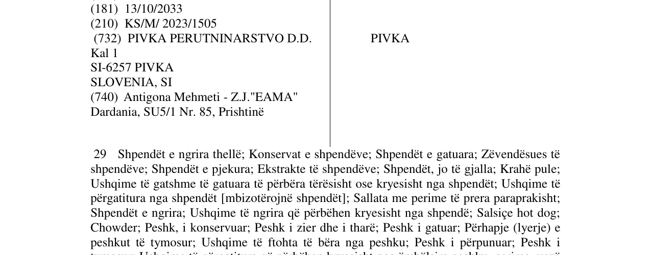 Zëri i markës PIVKA në buletin