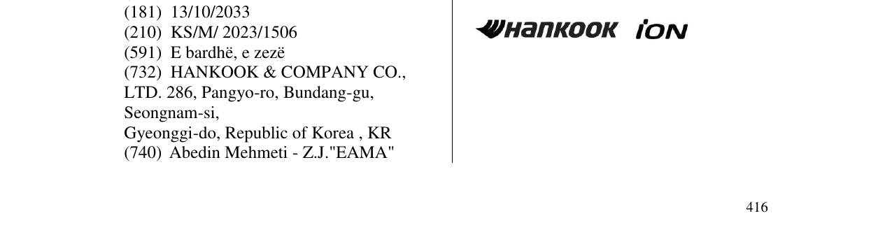Zëri i markës hankook ion në buletin