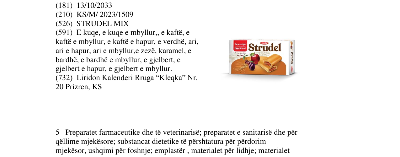 Zëri i markës STRUDEL MIX në buletin