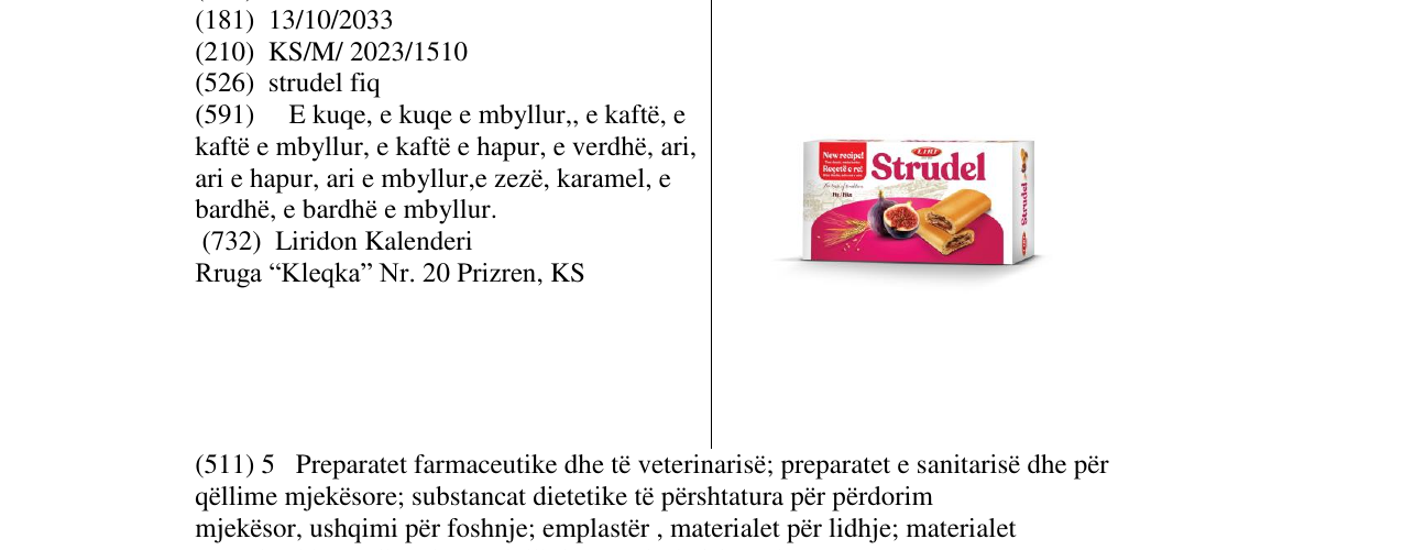 Zëri i markës strudel fiq në buletin