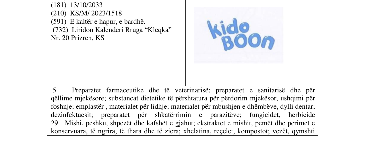 Zëri i markës KIDO BOON në buletin