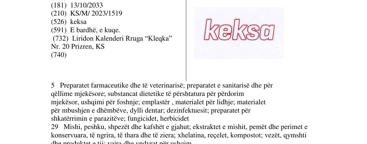 Zëri i markës keksa në buletin