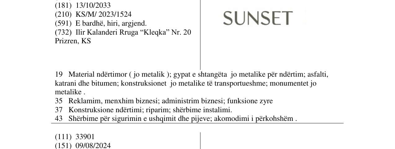Zëri i markës SUNSET në buletin