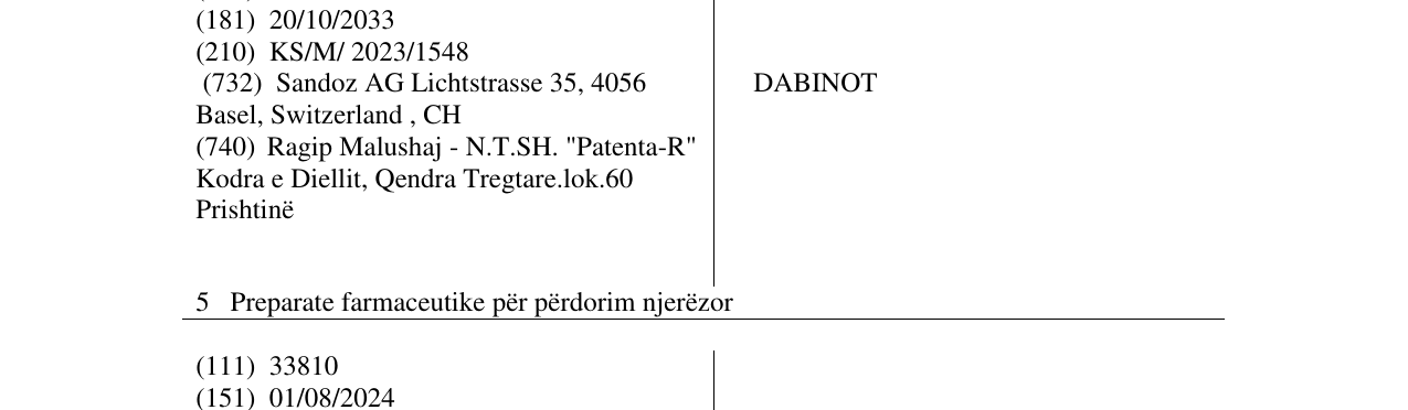 Zëri i markës DABINOT në buletin