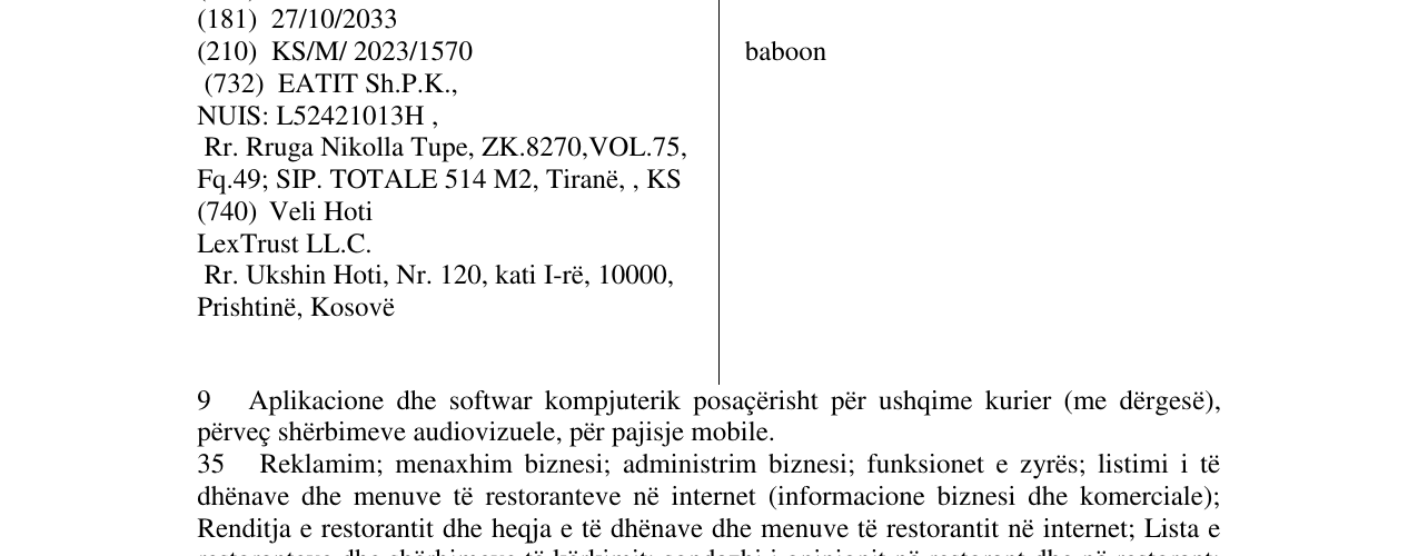 Zëri i markës baboon në buletin