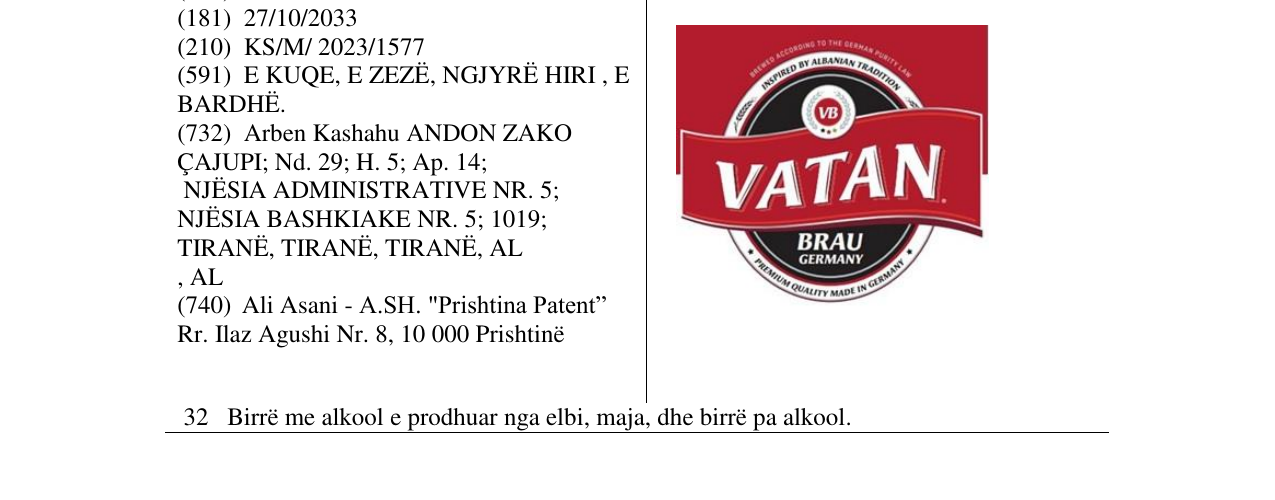 Zëri i markës VATAN në buletin
