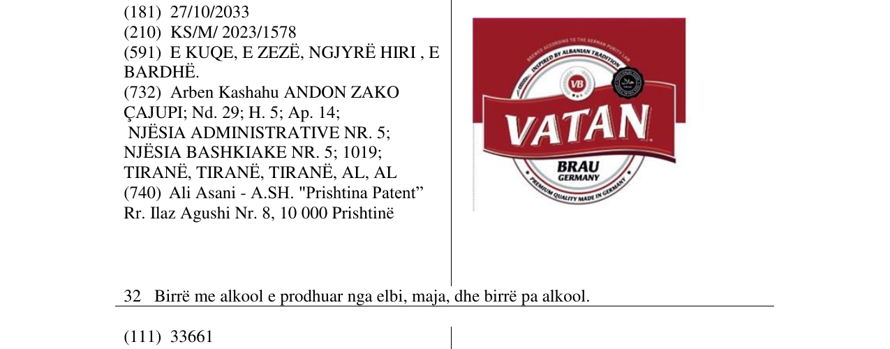 Zëri i markës VATAN në buletin