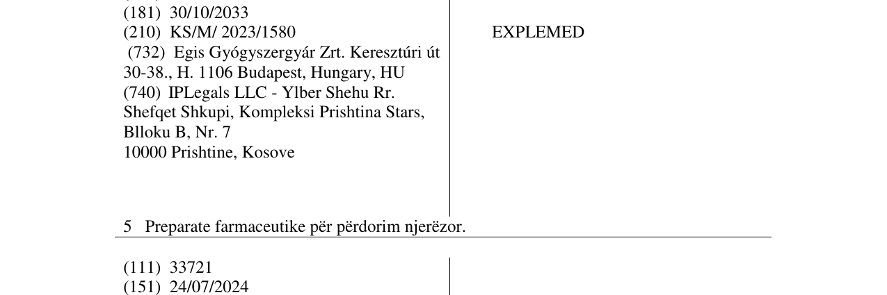 Zëri i markës EXPLEMED në buletin