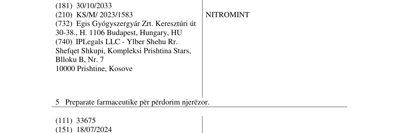 Zëri i markës NITROMINT në buletin