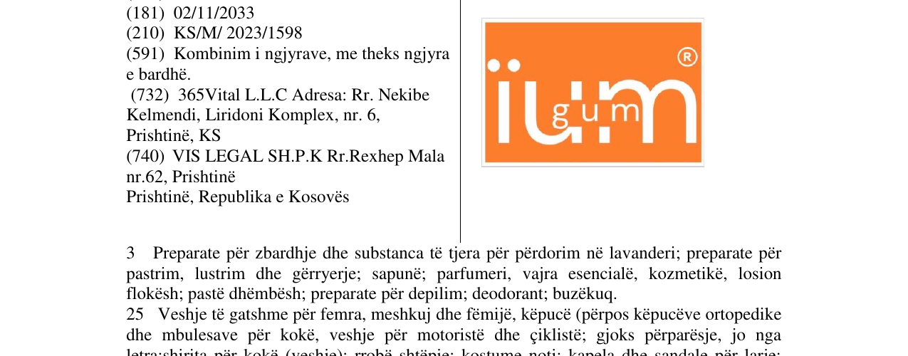 Zëri i markës IUMGUM në buletin