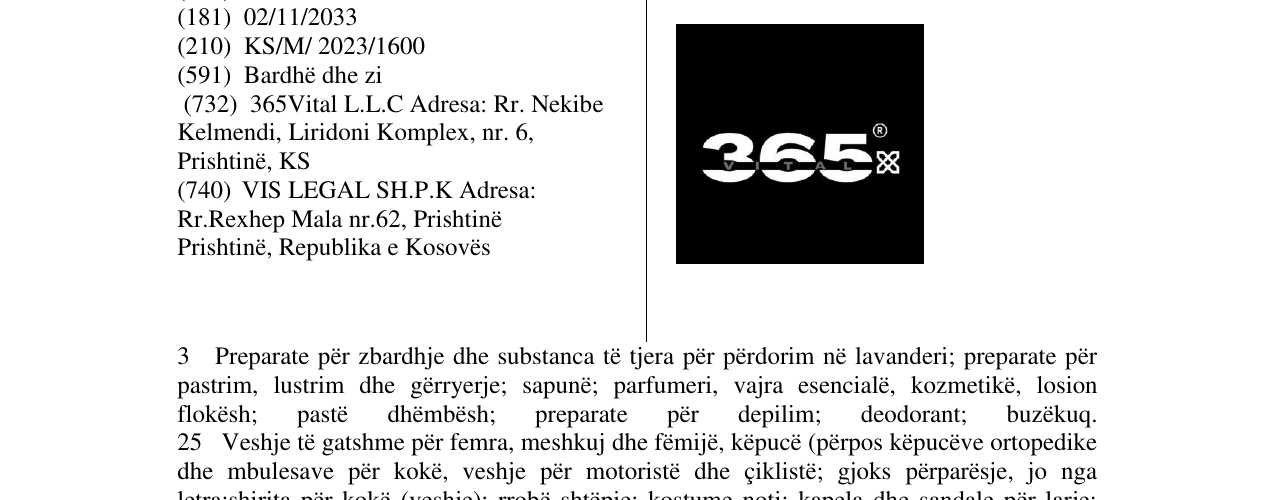 Zëri i markës 365 VITAL në buletin