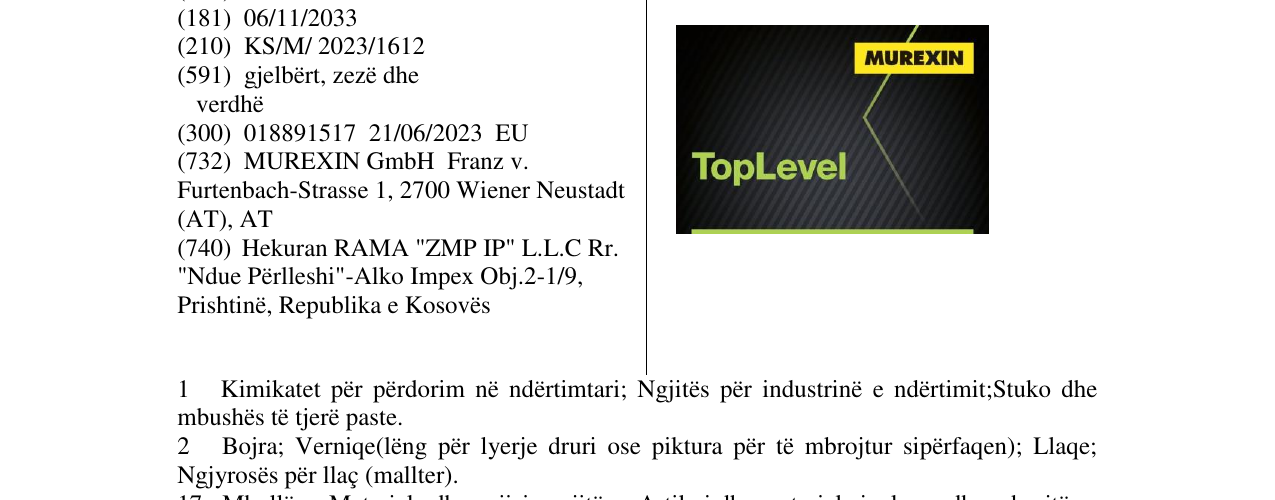 Zëri i markës MUREXIN në buletin
