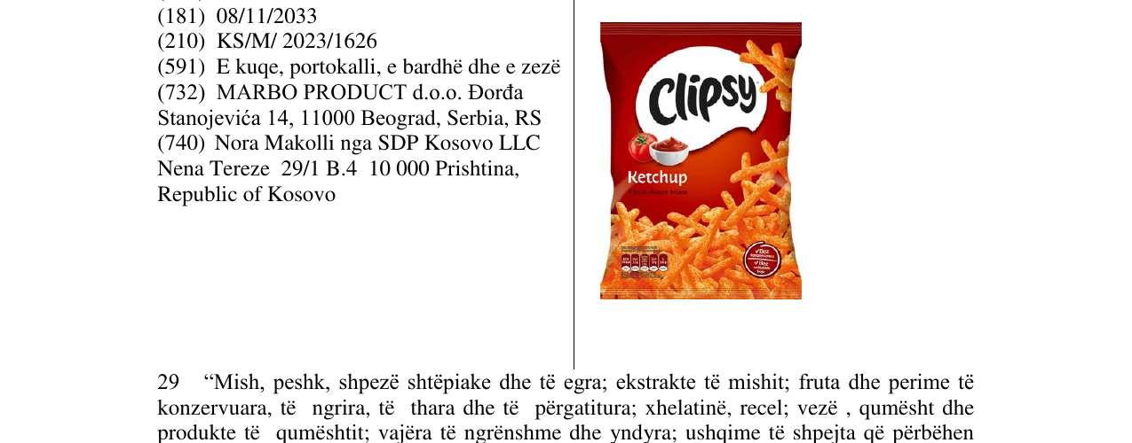 Zëri i markës CLIPSY KETCHUP në buletin