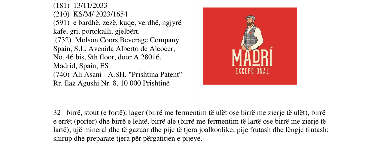 Zëri i markës Madri në buletin