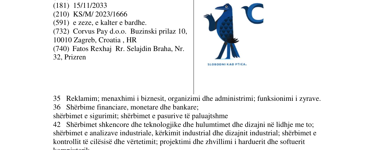 Zëri i markës CORVUS PAY në buletin