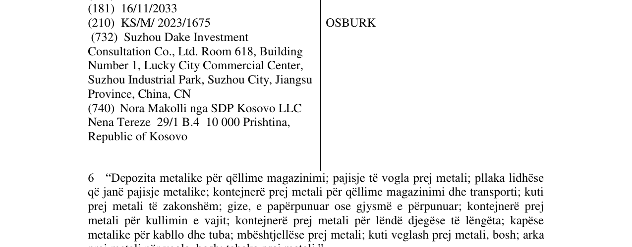 Zëri i markës OSBURK në buletin