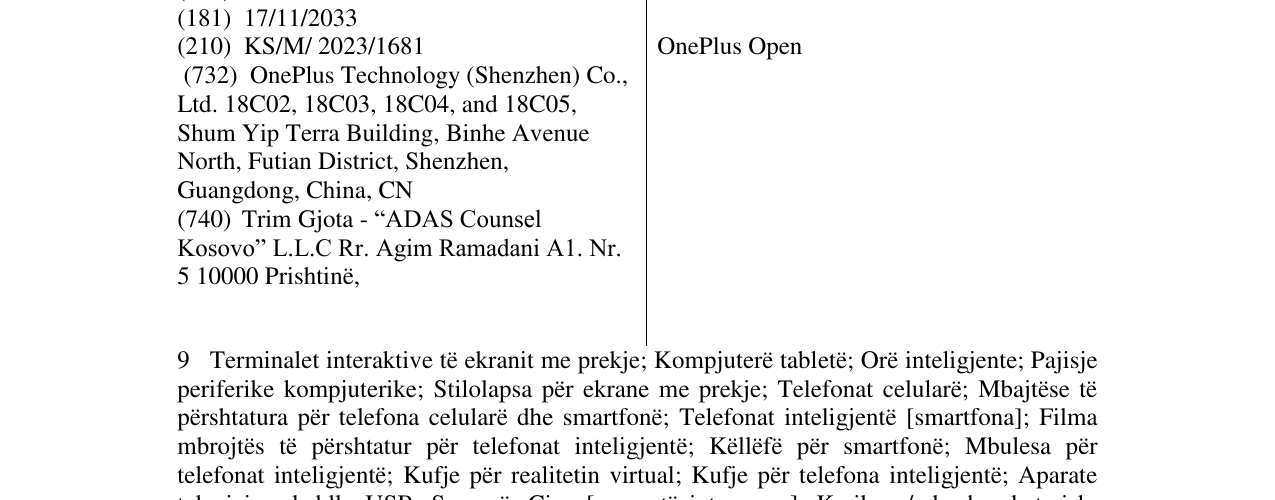 Zëri i markës OnePlus Open në buletin