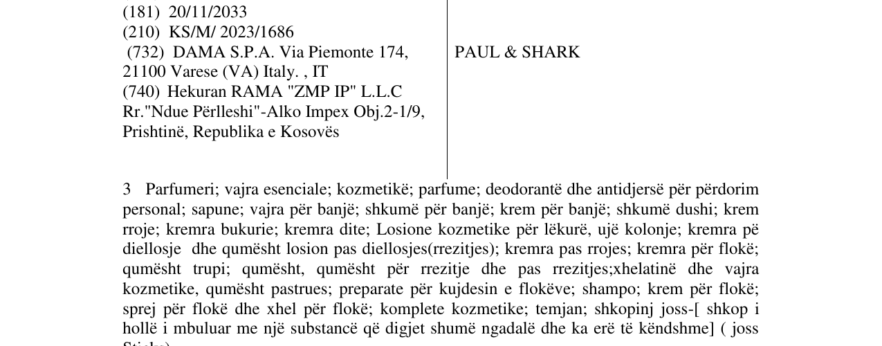 Zëri i markës PAUL & SHARK në buletin