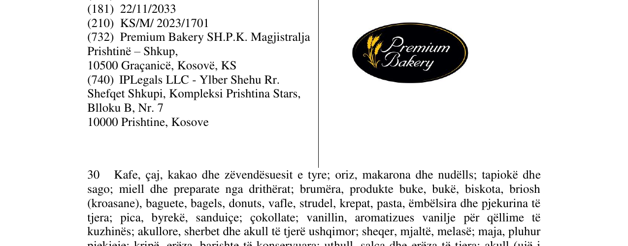 Zëri i markës Premium Bakery në buletin