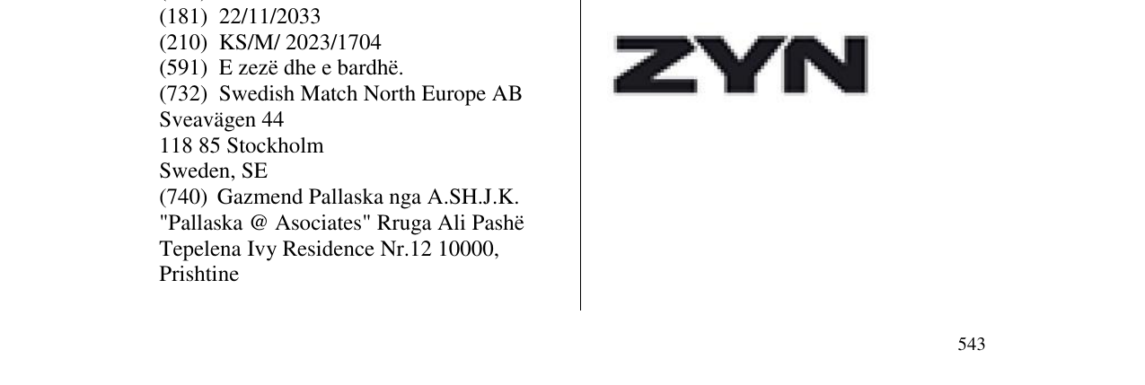 Zëri i markës ZYN në buletin