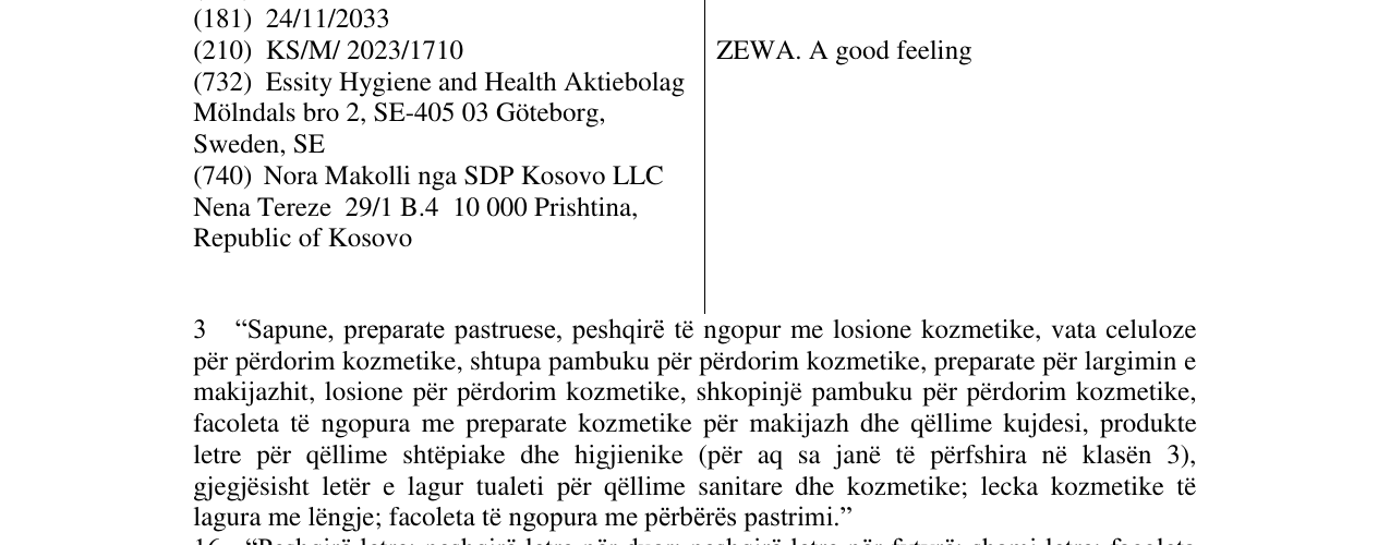 Zëri i markës ZEWA. A good feeling në buletin