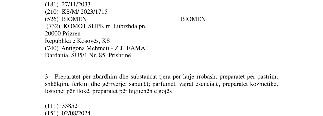 Zëri i markës BIOMEN në buletin