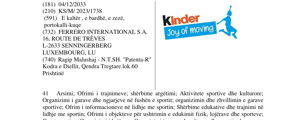 Zëri i markës kinder joy of moving në buletin