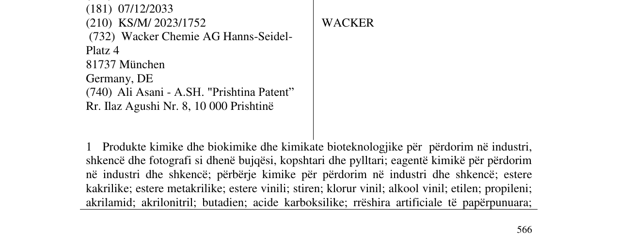 Zëri i markës WACKER në buletin