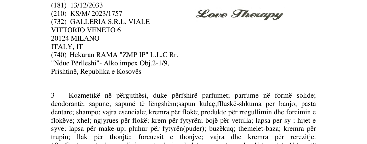 Zëri i markës Love Therapy në buletin