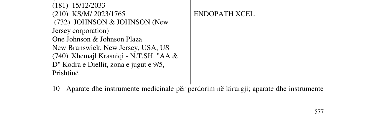 Zëri i markës ENDOPATH XCEL në buletin