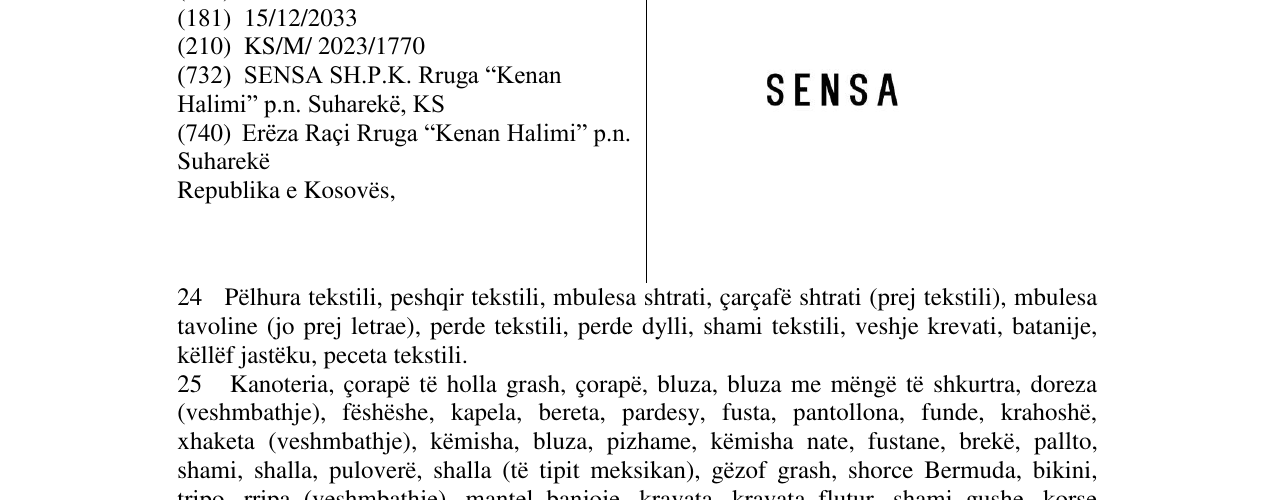 Zëri i markës SENSA në buletin