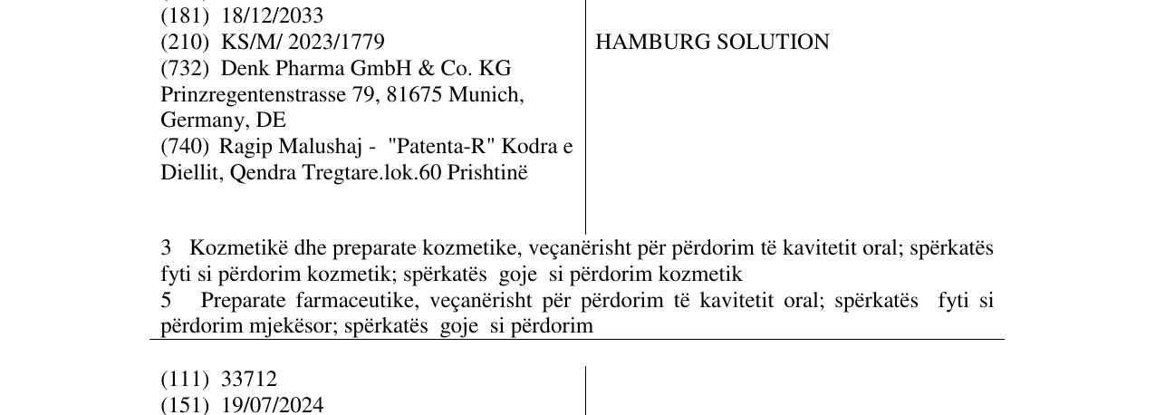 Zëri i markës HAMBURG SOLUTION në buletin