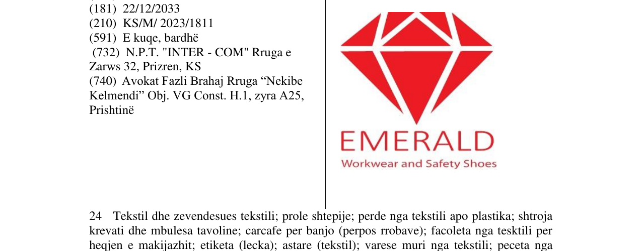 Zëri i markës EMERALD në buletin